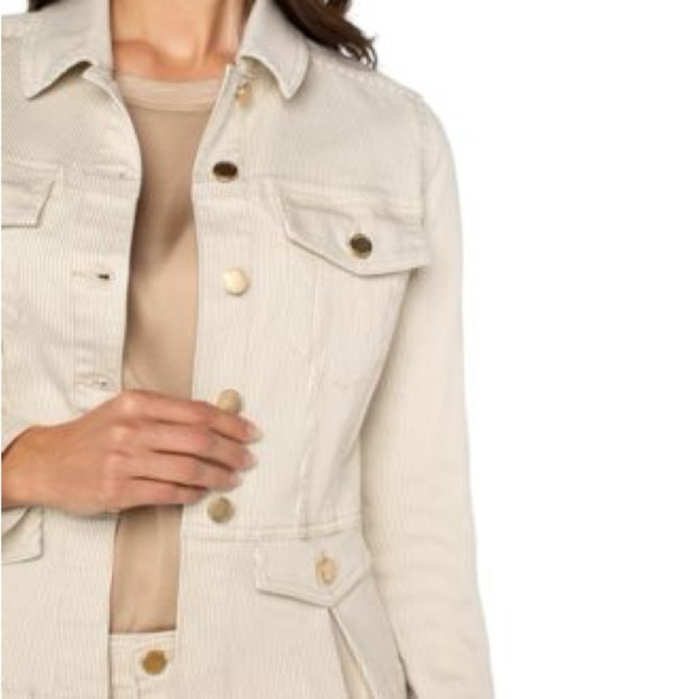 Liverpool Peplum Jacket Cappuccino Stripe - Picture 6 of 10